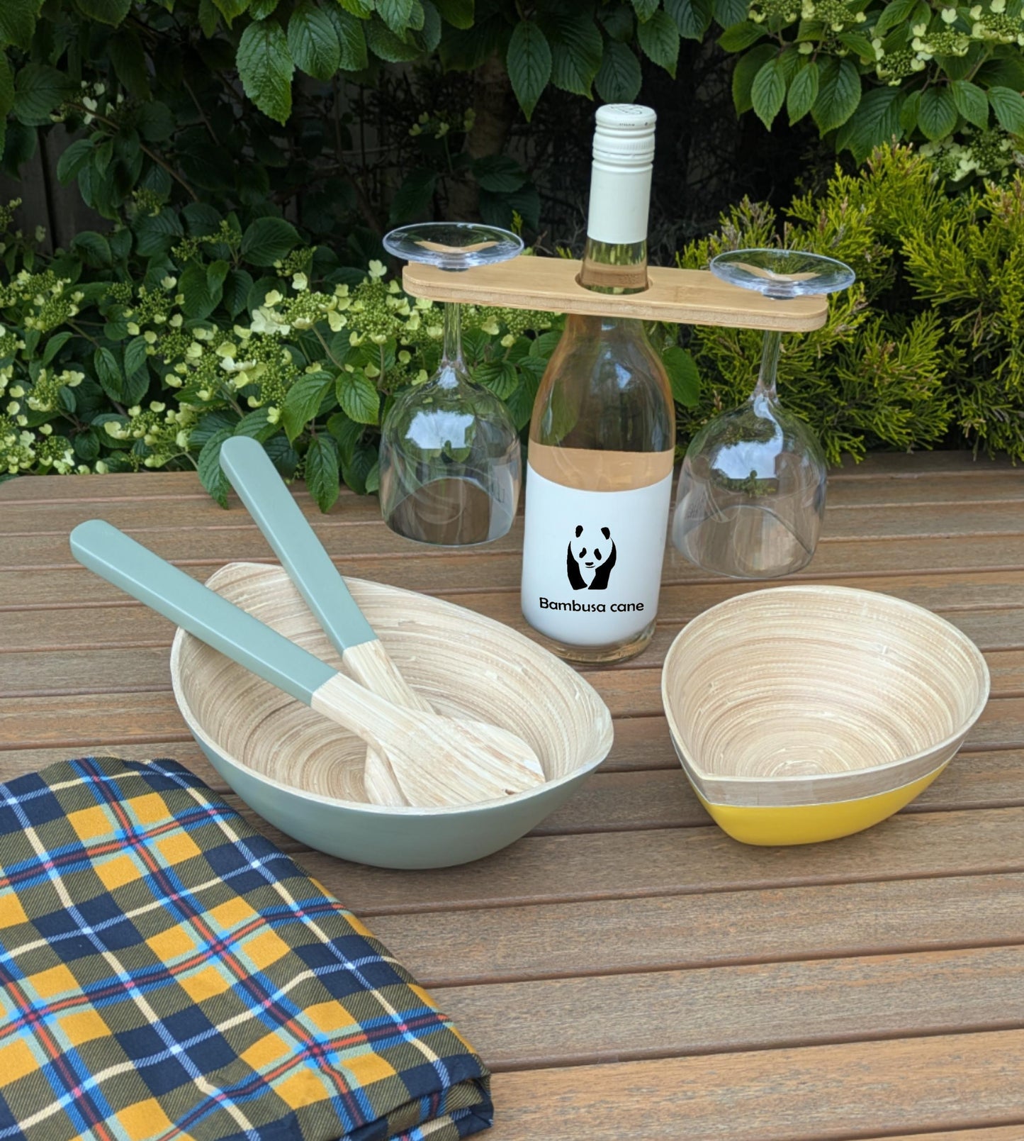 Bamboo wine glass holders pack of 2