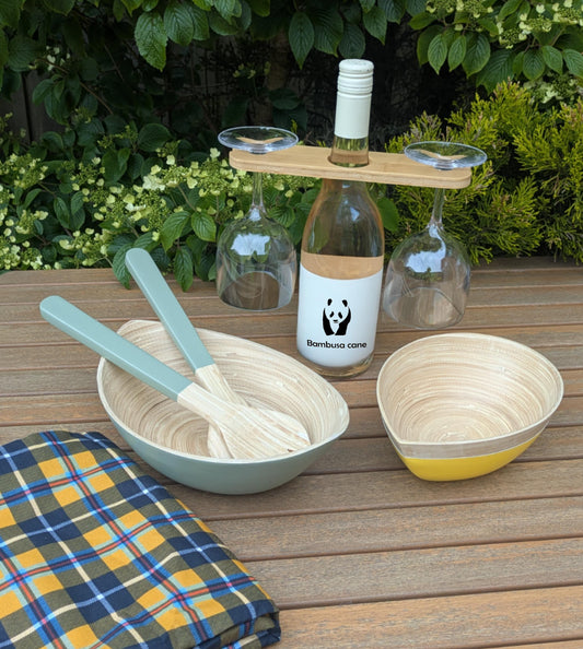 Bamboo wine glass holders pack of 2
