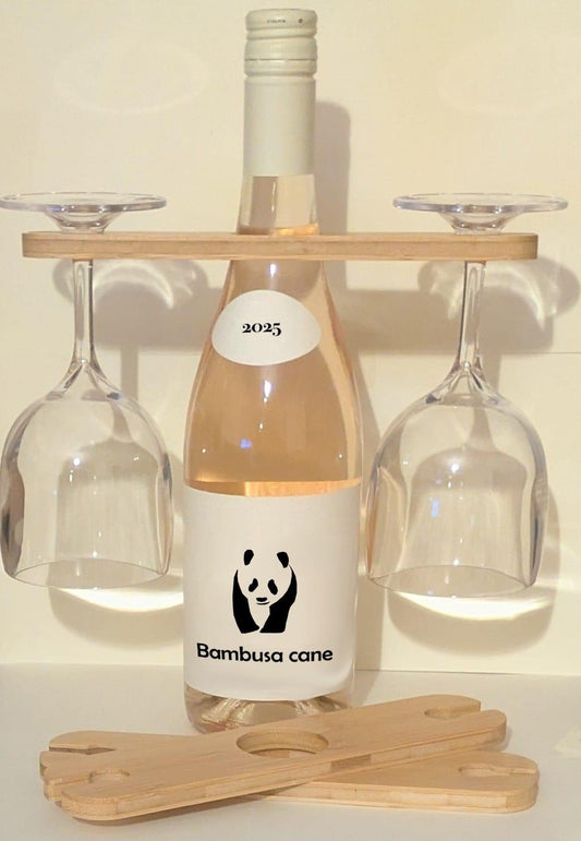 Bamboo wine glass holders pack of 2